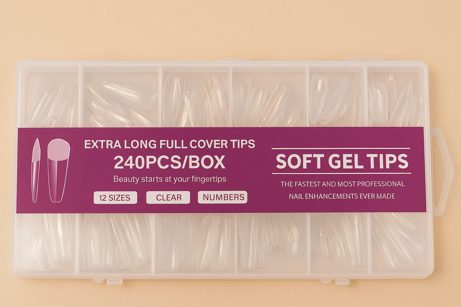 Soft Jel Tips (Extra Long Full Cover) - Coffin (Balerin)