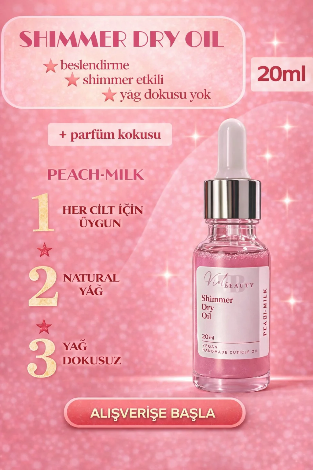 KURU YAĞ #PEACH MILK 20ML - SHIMMER DRY OIL