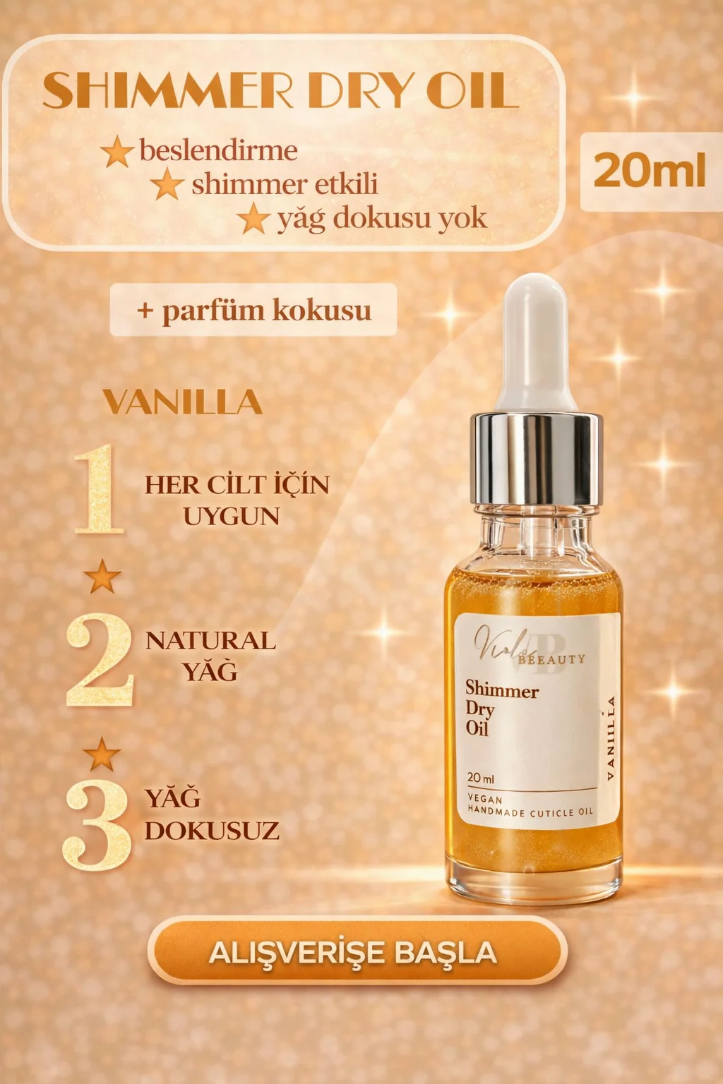 KURU YAĞ #VANILLA 20ML - SHIMMER DRY OIL